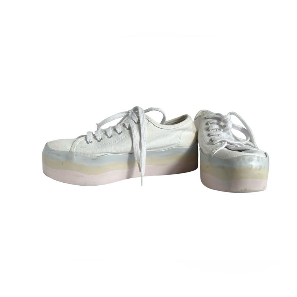 Keds Triple Up White Canvas Sneaker with Pastel Striped Wave Platform Size 6 - Picture 5 of 11